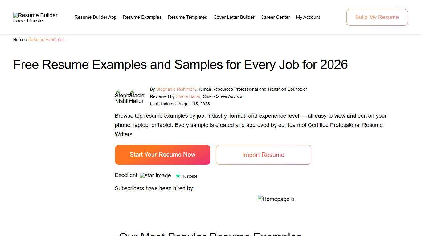 Free Resume Examples and Samples for 2026 - ResumeBuilder.com